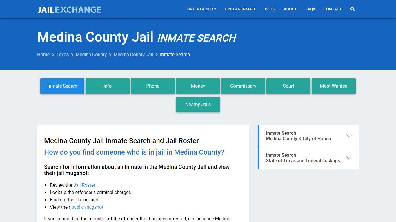 Inmate Search: Roster & Mugshots - Medina County Jail, TX